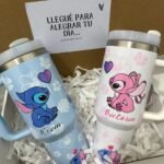 Vaso tipo stanley de 40 oz pareja Stitch y Angel