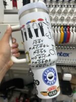 Vaso tipo Stanley de 40 oz serie Friends con nombre personalizado