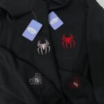 Hoodies matching pareja spiderman araña bordado, con iniciales personalizadas