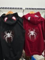 Hoodies spiderman bordado en espalda y estampado en capucha